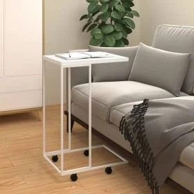 Weißer Beistelltisch aus Sperrholz mit Rollen 40x30x63,5 cm von vidaXL, Couchtisch - Ref: Foro24-343099, Preis: 35,99 €, Raba...