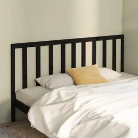 Solid black pine wood bed headboard 206x4x100 cm by vidaXL, Headboards and footboards - Ref: Foro24-817714, Price: 36,91 €, D...