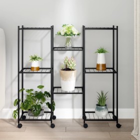 Blumenständer mit Rädern schwarz Eisen 83x25x83,5 cm von vidaXL, Topfständer - Ref: Foro24-343128, Preis: 49,85 €, Rabatt: %