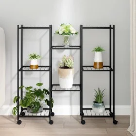 Soporte para flores con ruedas hierro negro 83x25x83,5 cm de vidaXL, Soportes para macetas - Ref: Foro24-343128, Precio: 49,1...