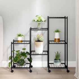 Black iron flower stand with wheels 83x25x83.5 cm by vidaXL, Pot stands - Ref: Foro24-343130, Price: 53,63 €, Discount: %