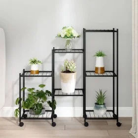 Black iron flower stand with wheels 83x25x83.5 cm by vidaXL, Pot stands - Ref: Foro24-343130, Price: 52,77 €, Discount: %