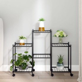Black iron flower stand with wheels 83x25x63.5 cm by vidaXL, Pot stands - Ref: Foro24-343126, Price: 46,31 €, Discount: %