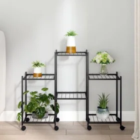 Black iron flower stand with wheels 83x25x63.5 cm by vidaXL, Pot stands - Ref: Foro24-343126, Price: 45,67 €, Discount: %