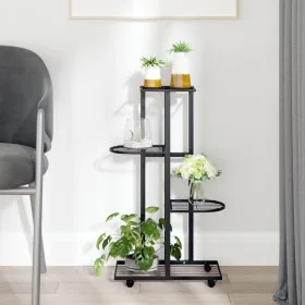 Blumenständer 4 Höhen und Räder aus schwarzem Eisen 44x23x80 cm von vidaXL, Topfständer - Ref: Foro24-343115, Preis: 36,26 €,...