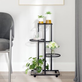 Blumenständer 4 Höhen und Räder aus schwarzem Eisen 44x23x80 cm von vidaXL, Topfständer - Ref: Foro24-343115, Preis: 36,86 €,...