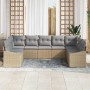 Conjunto de sofá de jardín 9 pcs Beige Poliratán