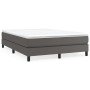 Cama box spring con colchón cuero sintético gris 140x190 cm