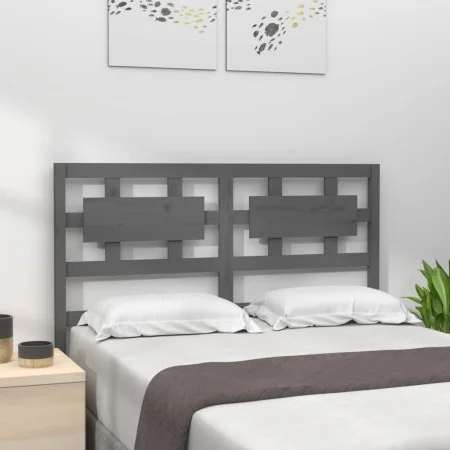 Bettkopfteil aus massivem grauem Kiefernholz, 145,5 x 4 x 100 cm von vidaXL, Kopf- und Fußteile - Ref: Foro24-818042, Preis: ...