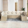 Conjunto de sofá de jardín 9 pcs Beige Poliratán