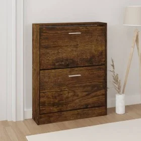 Smoked oak plywood shoe cabinet 59x17x81 cm by vidaXL, Shoe racks and shoe organizers - Ref: Foro24-342539, Price: 78,48 €, D...