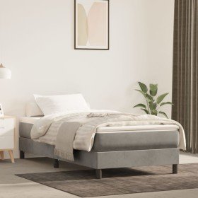 Cama box spring con colchón terciopelo gris claro 80x200 cm Cama box spring con colchón terciopelo gris claro 80x200 cm