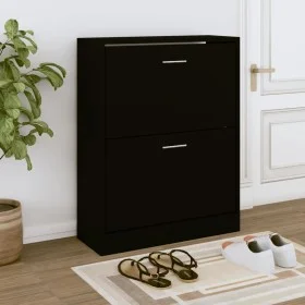 Black plywood shoe cabinet 63x24x81 cm by vidaXL, Shoe racks and shoe organizers - Ref: Foro24-342558, Price: 78,19 €, Discou...