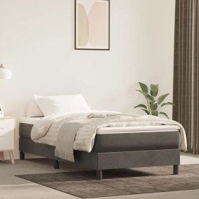Cama box spring con colchón terciopelo gris oscuro 90x190 cm en Camas y somieres | Comprar online en Foro24