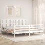 Weißer Massivholzbettrahmen mit Kopfteil 200x200 cm von vidaXL, Betten und Lattenroste - Ref: Foro24-3194137, Preis: 165,04 €...