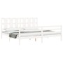 Weißer Massivholzbettrahmen mit Kopfteil 200x200 cm von vidaXL, Betten und Lattenroste - Ref: Foro24-3194137, Preis: 165,04 €...
