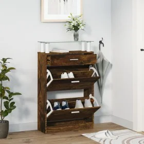 Mueble zapatero madera contrachapada roble ahumado 63x24x104 cm by vidaXL, Shoe racks and shoe organizers - Ref: Foro24-34256...