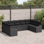Conjunto de sofá de jardín 9 pcs Negro Poliratán