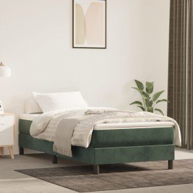 Cama box spring con colchón terciopelo verde oscuro 100x200 cm en Camas y somieres | Comprar online en Foro24