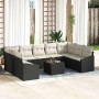 Conjunto de sofá de jardín 10 pcs Negro Poliratán