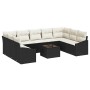 Conjunto de sofá de jardín 10 pcs Negro Poliratán
