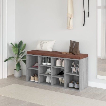 Banco zapatero madera contrachapada gris Sonoma 103x30x48 cm von vidaXL, Bänke für Hallen und Lager - Ref: Foro24-342613, Pre...
