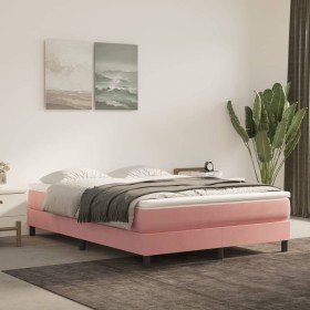 Cama box spring con colchón terciopelo rosa 140x190 cm en Camas y somieres | Comprar online en Foro24