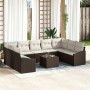 Conjunto de sofá de jardín 10 pcs Marrón Poliratán