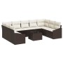 Conjunto de sofá de jardín 10 pcs Marrón Poliratán