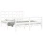 Double bed frame with white solid wood headboard by vidaXL, Beds and slatted bases - Ref: Foro24-3193992, Price: 146,95 €, Di...