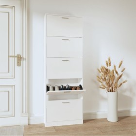 Mueble zapatero madera contrachapada blanco brillo 59x17x169 cm