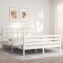 Doppelbettgestell mit weißem Massivholz-Kopfteil von vidaXL, Betten und Lattenroste - Ref: Foro24-3193992, Preis: 146,95 €, R...