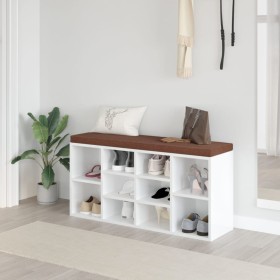 Banco zapatero madera contrachapada blanco brillo 103x30x48 cm von vidaXL, Bänke für Hallen und Lager - Ref: Foro24-342611, P...