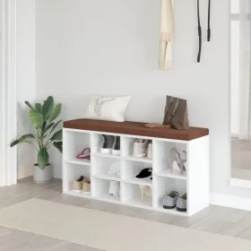 Banco zapatero madera contrachapada blanco brillo 103x30x48 cm by vidaXL, Benches for halls and storage - Ref: Foro24-342611,...
