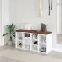 Banco zapatero madera contrachapada blanco brillo 103x30x48 cm by vidaXL, Benches for halls and storage - Ref: Foro24-342611,...