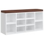 Banco zapatero madera contrachapada blanco brillo 103x30x48 cm von vidaXL, Bänke für Hallen und Lager - Ref: Foro24-342611, P...