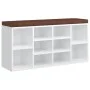 Banco zapatero madera contrachapada blanco brillo 103x30x48 cm by vidaXL, Benches for halls and storage - Ref: Foro24-342611,...