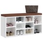 Banco zapatero madera contrachapada blanco brillo 103x30x48 cm von vidaXL, Bänke für Hallen und Lager - Ref: Foro24-342611, P...