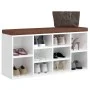 Banco zapatero madera contrachapada blanco brillo 103x30x48 cm by vidaXL, Benches for halls and storage - Ref: Foro24-342611,...