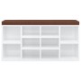 Banco zapatero madera contrachapada blanco brillo 103x30x48 cm von vidaXL, Bänke für Hallen und Lager - Ref: Foro24-342611, P...