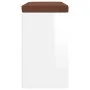 Banco zapatero madera contrachapada blanco brillo 103x30x48 cm by vidaXL, Benches for halls and storage - Ref: Foro24-342611,...