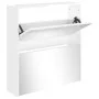 Mueble zapatero con espejo 2 niveles blanco brillo 63x17x67 cm de vidaXL, Zapateros y organizadores de calzado - Ref: Foro24-...