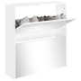 Mueble zapatero con espejo 2 niveles blanco brillo 63x17x67 cm by vidaXL, Shoe racks and shoe organizers - Ref: Foro24-342631...