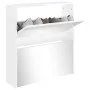 Schuhschrank mit Spiegel, 2 Ebenen, glänzendes Weiß, 63x17x67 cm. von vidaXL, Schuhregale und Schuhorganisatoren - Ref: Foro2...