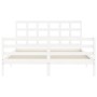 Double bed frame with white solid wood headboard by vidaXL, Beds and slatted bases - Ref: Foro24-3193992, Price: 146,95 €, Di...