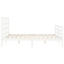Double bed frame with white solid wood headboard by vidaXL, Beds and slatted bases - Ref: Foro24-3193992, Price: 146,95 €, Di...