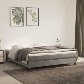 Cama box spring con colchón terciopelo gris claro 180x200 cm Cama box spring con colchón terciopelo gris claro 180x200 cm