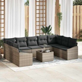 Conjunto de sofá de jardín 10 pcs Gris Poliratán
