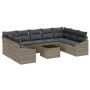 Conjunto de sofá de jardín 10 pcs Gris Poliratán