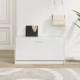 Glossy white plywood shoe bench 80x24x45 cm by vidaXL, Shoe racks and shoe organizers - Ref: Foro24-342643, Price: 71,27 €, D...
